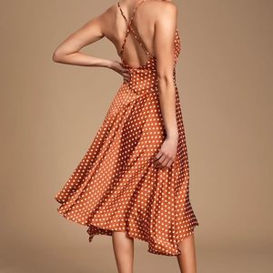 Brown Polka Dot Backless Dress Lulus